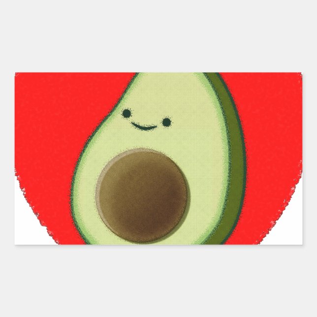 Cute Avocado In Red Heart Sticker (Front)