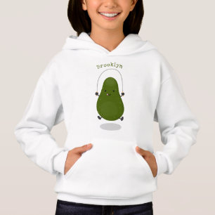 Cute avocado jump rope cartoon illustration