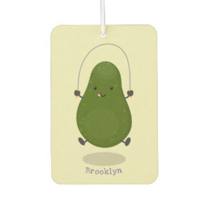 Cute avocado jump rope cartoon illustration air freshener