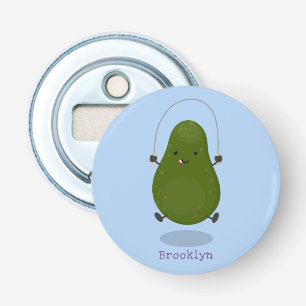 Cute avocado jump rope cartoon illustration bottle opener