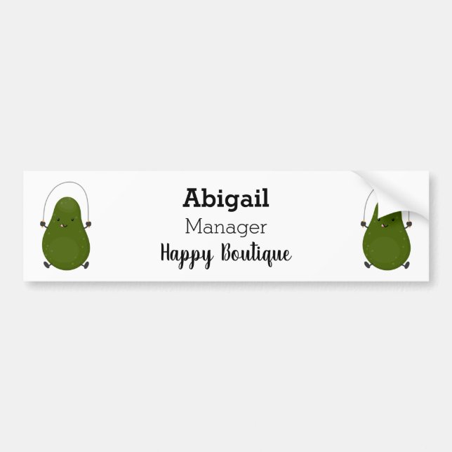 Cute avocado jump rope cartoon illustration  bumper sticker (Front)