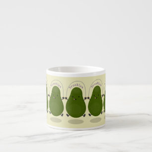 Cute avocado jump rope cartoon illustration espresso cup