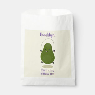 Cute avocado jump rope cartoon illustration favour bag