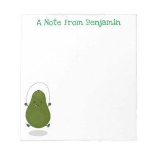 Cute avocado jump rope cartoon illustration notepad