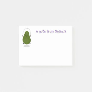 Cute avocado jump rope cartoon illustration post-it notes