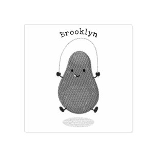 Cute avocado jump rope cartoon illustration rubber stamp