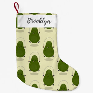 Cute avocado jump rope cartoon illustration small christmas stocking