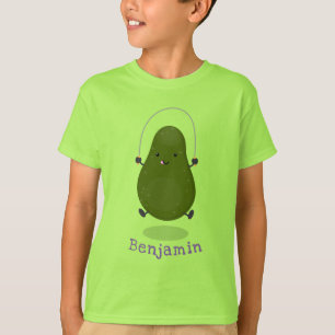 Cute avocado jump rope cartoon illustration T-Shirt
