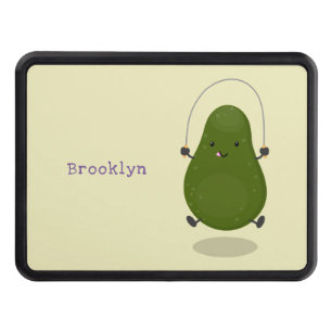 Cute avocado jump rope cartoon illustration trailer hitch cover