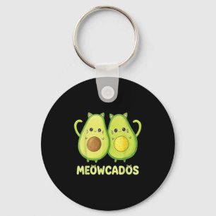 Cute Avocado Kitten Pun Funny Kawaii Food Animal W Keychain