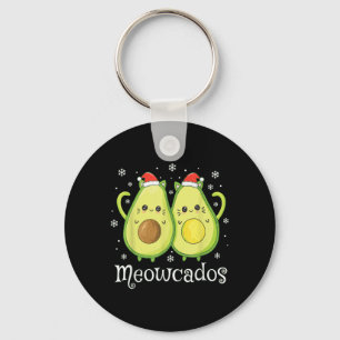 Cute Avocado Kitten Pun Funny Xmas Food Animal Wom Keychain