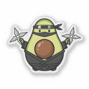 Cute Avocado Ninja Shuriken Warrior Illustration