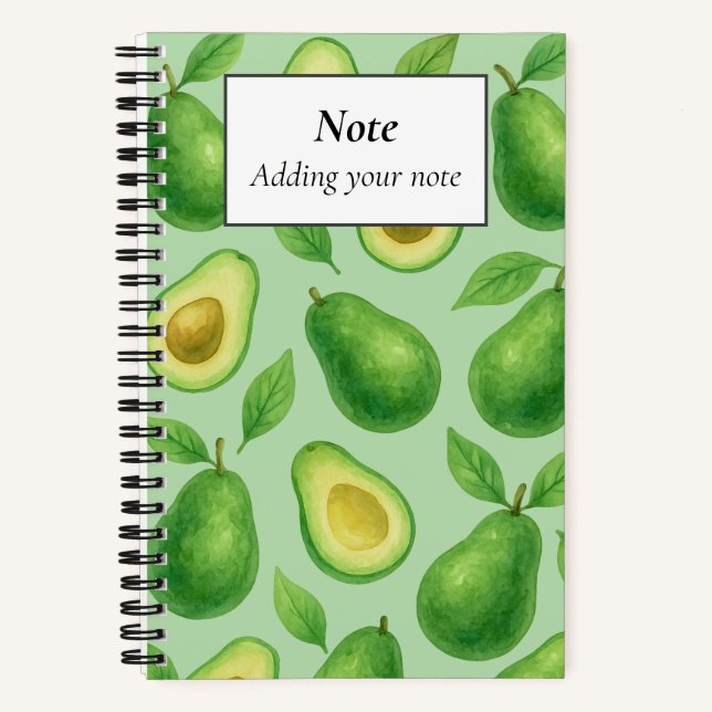 Cute Avocado pattern | Green Aesthetic Fruit gift Notebook (Front)