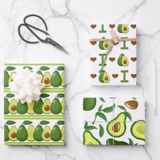 cute avocado pattern party wrapping paper sheet (Front)