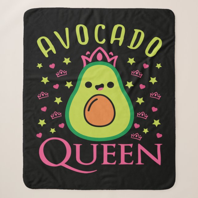Cute Avocado Queen with Heart Keto Girl Cooking  Sherpa Blanket (Front)
