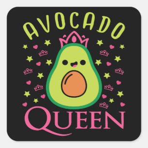 Cute Avocado Queen with Heart Keto Girl Cooking Square Sticker