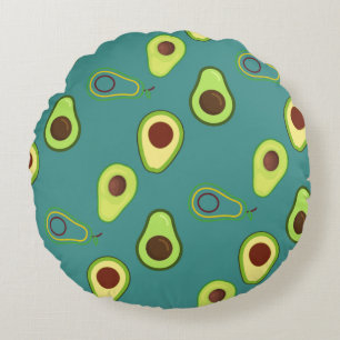 Cute Avocado slice summer Green gradient Pattern Round Pillow