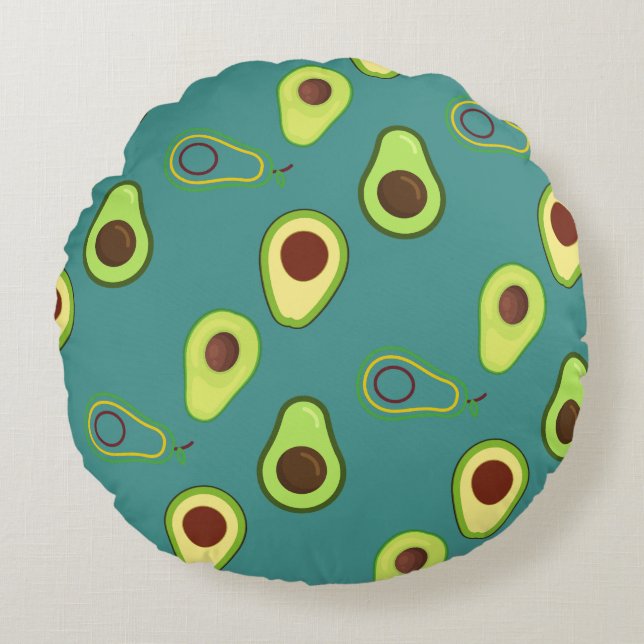 Cute Avocado slice summer Green gradient Pattern Round Pillow (Front)
