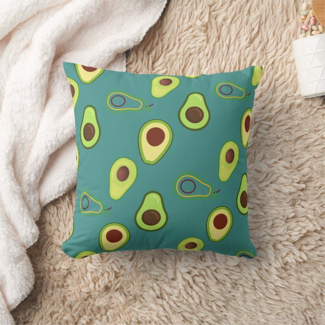 Cute Avocado slice summer Green gradient Pattern Throw Pillow (Blanket)