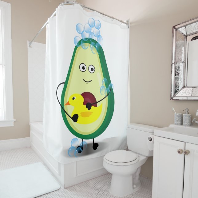 Cute Avocado Take A Shower Cartoon (In Situ)