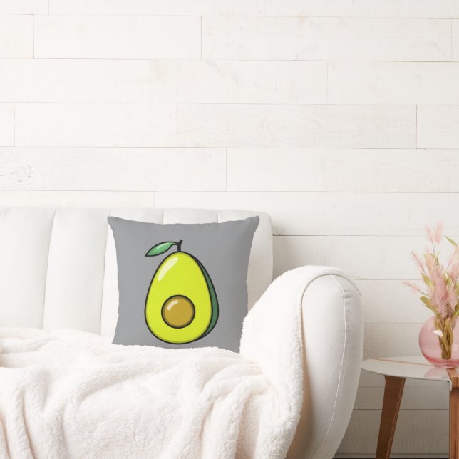 Cute Avocado Throw Pillow (Couch)