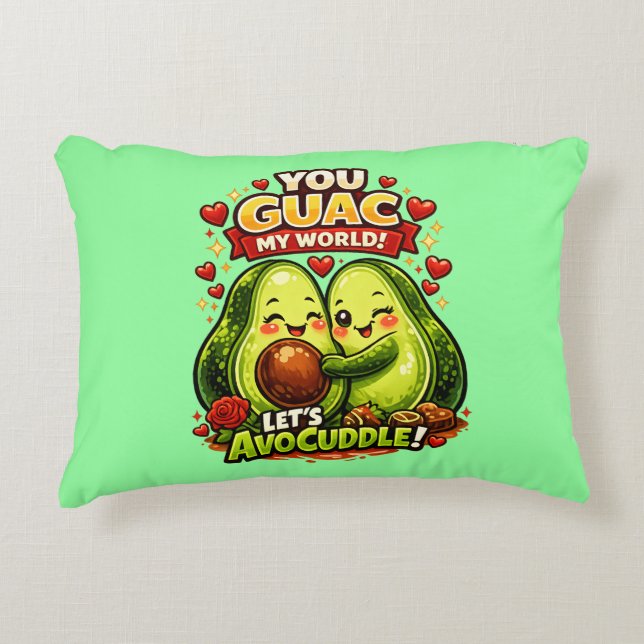 Cute Avocado Valentine’s Love Design, kawaii Love Accent Pillow (Front)
