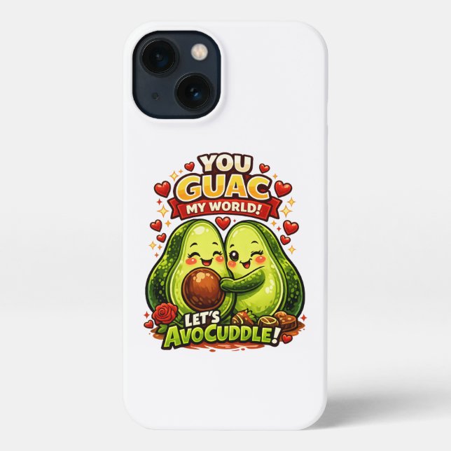 Cute Avocado Valentine’s Love Design, kawaii Love iPhone Case (Back)