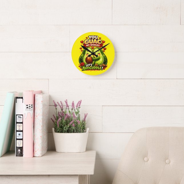 Cute Avocado Valentine’s Love Design, kawaii Love Round Clock (Reading Room)