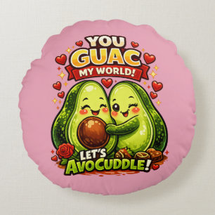 Cute Avocado Valentine’s Love Design, kawaii Love Round Pillow