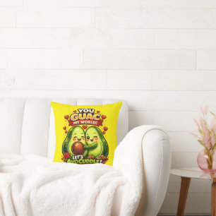 Cute Avocado Valentine’s Love Design, kawaii Love Throw Pillow