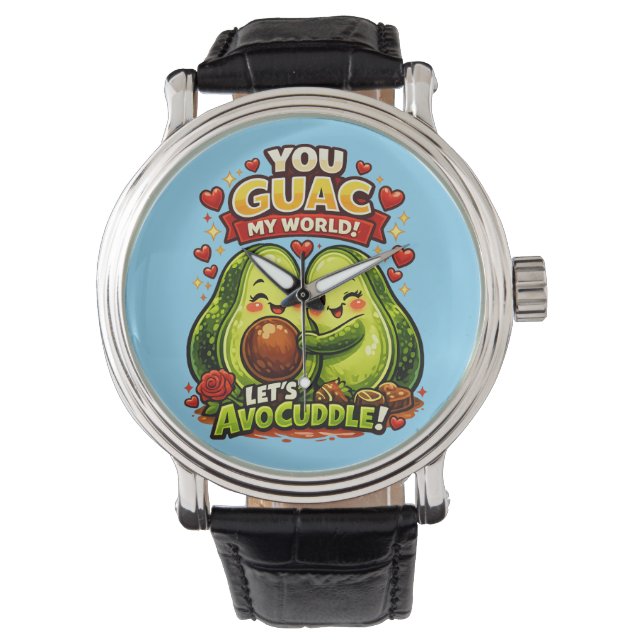 Cute Avocado Valentine’s Love Design, kawaii Love Watch (Front)