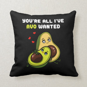 Cute Avocado Vegan Avo Wanted Joke Throw Pillow