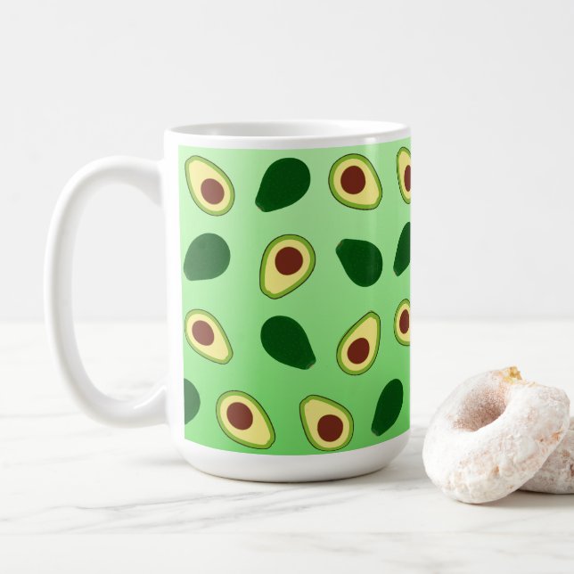 Cute Avocados slice summer green gradient Pattern Coffee Mug (With Donut)