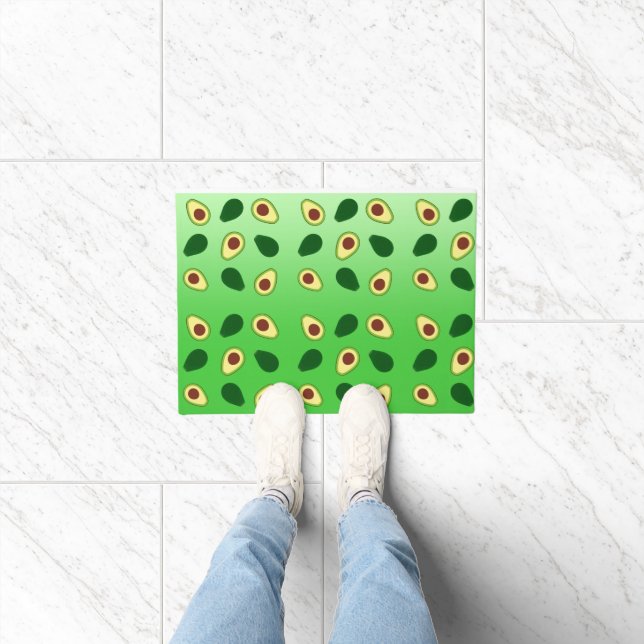 Cute Avocados slice summer green gradient Pattern Doormat (Indoor)