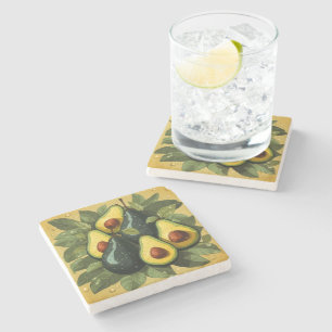 Cute avocados stone coaster