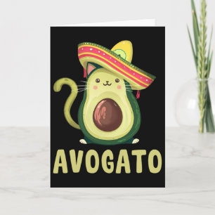 Cute Avogato Funny Cinco De Mayo Cat Avocado Kids Card