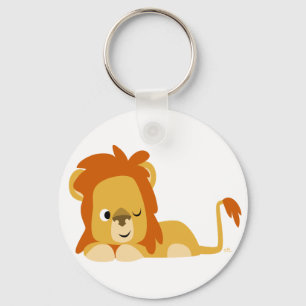 Cute Awake Cartoon Lion Keychain
