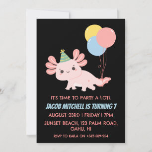 Cute Axolotl birthday axolotl birthday invitations