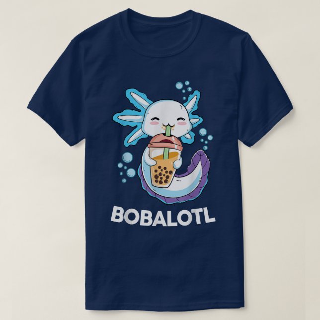 Cute Axolotl Boba Bubble Tea Kawaii Anime Kids Tee (Design Front)