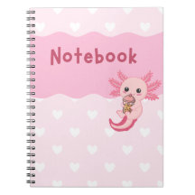 Cute Axolotl Boire Carnet de thé bulle