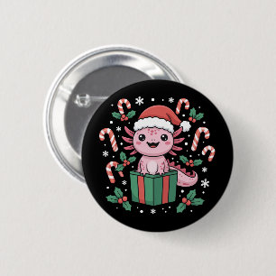 Cute Axolotl Christmas Animal Amphibian Holiday 2 Inch Round Button