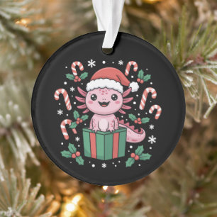 Cute Axolotl Christmas Animal Amphibian Holiday Ornament