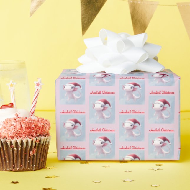 Cute Axolotl Christmas Gift Wrap, Happy Holidays Wrapping Paper (Birthday Party)