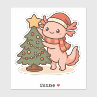 Cute Axolotl Christmas Tree Sticker