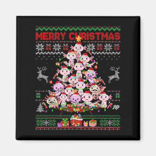 Cute Axolotl Christmas Tree Ugly Sweater Kids Men Magnet
