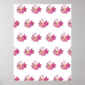 Cute Axolotl Comic in cartoon style Poster