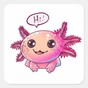 Cute Axolotl Comic in cartoon style Square Sticker