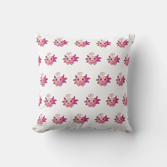 Cute Axolotl Comic in cartoon style Throw Pillow (Front)