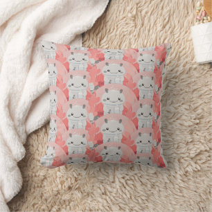 Cute Axolotl Drinking Milk Throw Pillow