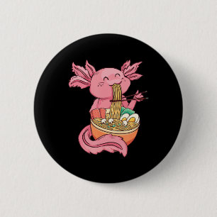 Cute Axolotl Eating Ramen Noodles Kawaii Anime Gir 2 Inch Round Button